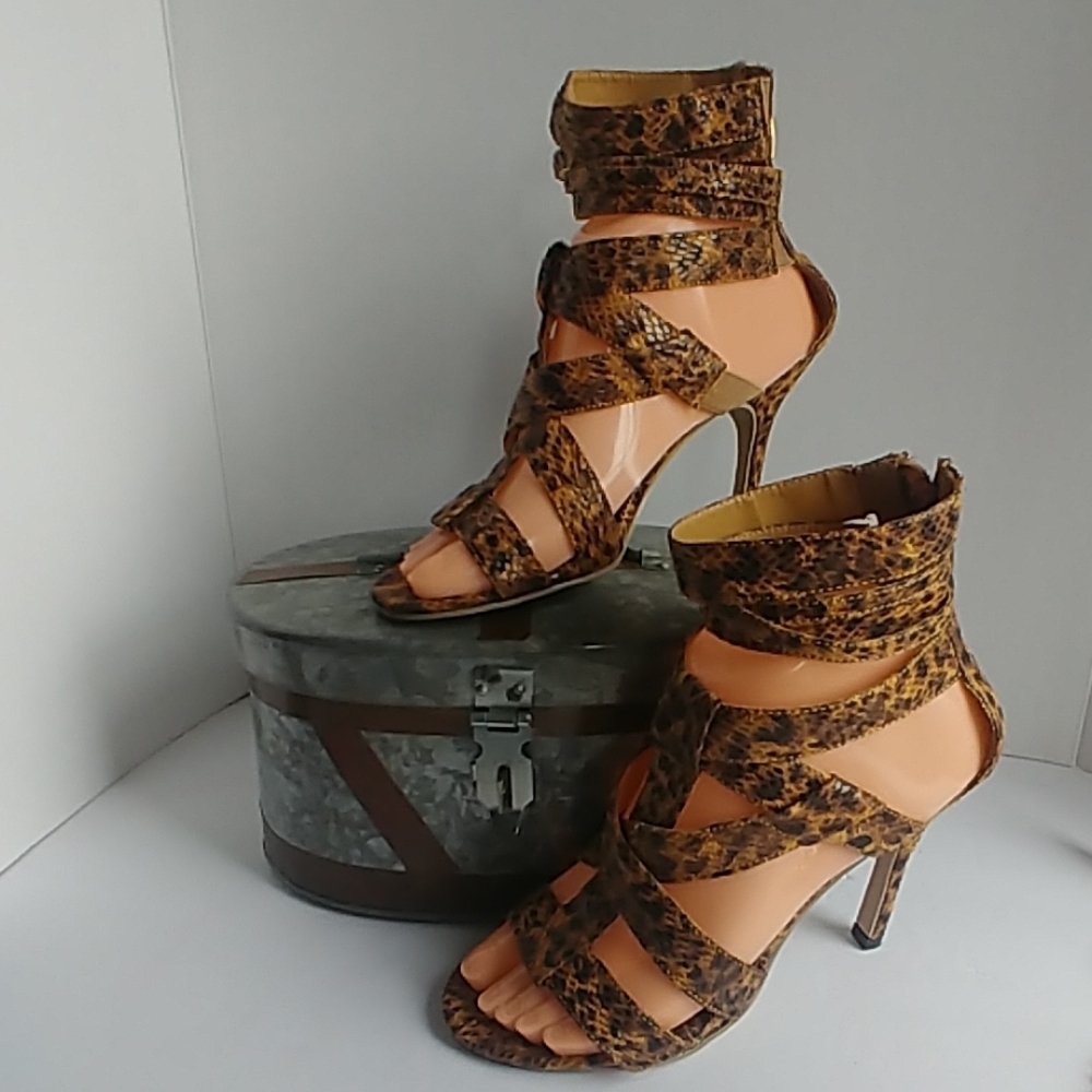 Shoedazzle Animal Print Strappy Heel Sandals